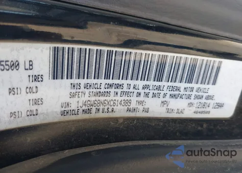 1999 Jeep Grand Cherokee Limited z USA, uszkodzony, nr VIN 1J4GW68N6XC614389